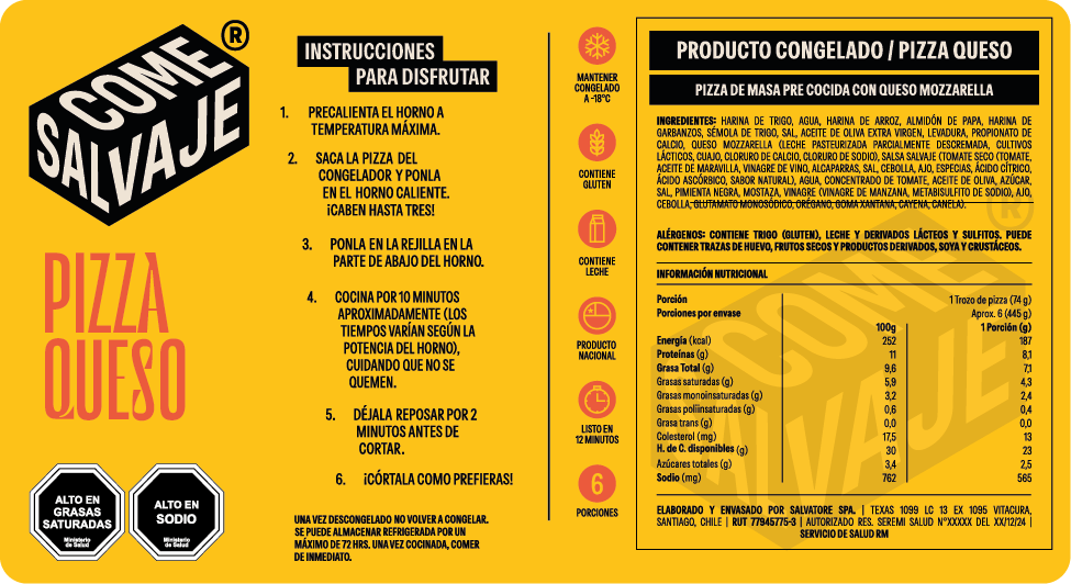 Pizza Queso 450grs (14x34cm) para los que prefieren diseñar su mejor versión.